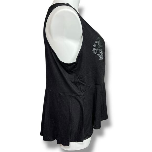 Torrid Womens Tank Top Sleeveless Floral Heart Pattern Scoop Neck Pullover Black - Picture 2 of 7